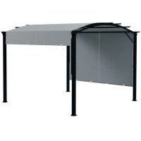 Outsunny 11' x 11' Outdoor Retractable Pergola with Canopy for Backyard, Gray(m-1)
