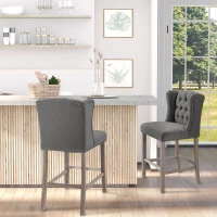 HOMCOM Counter Height Bar Stools Set of 2, Upholstered 26.75" Seat Height Barstools, Dark Gray(m-2)