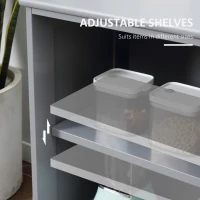 HOMCOM Sideboard Buffet Cabinet, Stackable Credenza, Coffee Bar Cabinet with Sliding Glass Door and Adjustable Shelf, Gray(m-7)