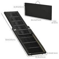 PawHut Folding Dog Ramp, 65 Inches Portable Pet Ramp with Carry Handle, Non-Slip Rubber Ramp for Cars Trucks and SUVs, Black(m-3)