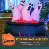 Outsunny 49.25" Inflatable Halloween White Ghosts in Red Cauldron, Blow-Up LED Display Indoor Outdoor(m-9)