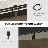 Outsunny Gazebo Curtains, 10' x 13' Universal Replacement Privacy Curtain, 4-Panels Sidewall with Hooks/C-Rings, Dark Brown(m-6)