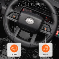 Qaba 12V Battery Powered Ride On Truck, Kids Electric Car with Spring Suspension, Remote, Horn, USB Music, Black(m-8)