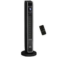 HOMCOM 2-In-1 Portable Electric Tower Heater, Oscillating Space Heater for Indoor Use with Remote Control, 8H Timer, Black(m-1)