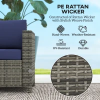 Outsunny Wicker Outdoor Sofa, All Weather Patio Couch Loveseat with Cushions for Balcony, Deck, Garden, Poolside, Dark Blue(m-4)