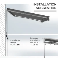 Outsunny 13' x 10' Electric Awning, Retractable Awning with LED Lights and Remote Controller for Door and Window, Dark Gray(m-4)