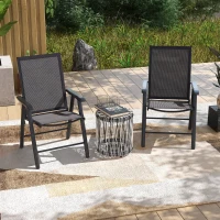 Outsunny 2-Piece Folding Chair Set for Relaxing on Patio Balcony Garden, Comfortable Outdoor Furniture with Armrests, Dark Grey(m-8)