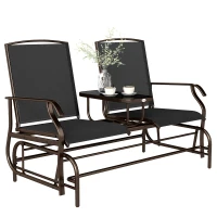 Outsunny Patio Glider Rocking Chair 2 Person Outdoor Loveseat Rocker Garden Furniture Bench, Black(m-2)