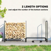 Outsunny Firewood Rack with Waterproof Cover, 200 kg Log Storage Holder with Steel Chains, 78.7" x 14" x 39", Dark Green(m-7)