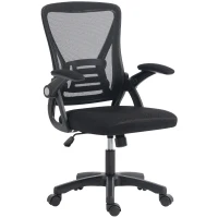 HOMCOM Office Chair, Mesh Desk Chair with Flip-up Armrests, Lumbar Support, Adjustable Height, Black(m-2)
