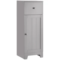 kleankin Short Bathroom Storage Cabinet, Cabinet Organizer with 1 Drawer and Adjustable Shelf for Living Room, Gray(m-11)