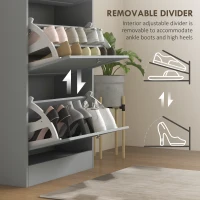 HOMCOM Modern Shoe Storage with 3 Flip Drawers and Adjustable Shelves, Shoe Cabinet Organizer for 12-18 Pairs of Shoes, Grey(m-6)