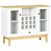 HOMCOM Bar Cabinet with Storage in 12-Bottle Wine Rack, Sideboard Buffet Cabinet Kitchen & Dining Room Cabinet, White(m-1)