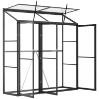 Outsunny 6' x 2' Aluminum Greenhouse, Polystyrene Walk-in Garden Greenhouse with 2 Adjustable Roof Vents and 3 Doors, Clear(m-13)