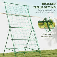 Outsunny Cucumber Trellis for Climbing Plants, Adjustable A-Frame Garden Trellis with Climbing Net, 20 Metal Clips, 4 Net Straps(m-5)