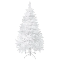 HOMCOM 4ft Artificial Christmas Tree with Pine Realistic Branches, Auto Open, for Indoor Decoration, White(m-11)