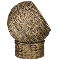 PawHut Handwoven Elevated Cat Bed with Soft Cushion & Egg Chair Shape, Basket Bed Kitty House with Stand, Raised Wicker House for Indoor Cats, 20" H, Gray(m-9)