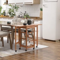 HOMCOM 37" Modern Wooden Kitchen Island with Drop Leaf, Rolling Cart With Basket Storage(m-10)