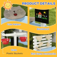 Outsunny Wooden Sandbox for 3-7 Years, 85" x 85" x 25", Blue(m-6)