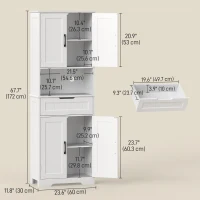 HOMCOM Kitchen Buffet with Hutch, 68" Tall Kitchen Pantry Cabinet with Small Open Counter, 4 Doors, Drawer, White(m-3)