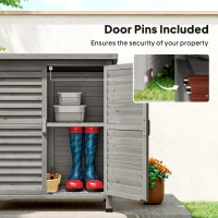 Outsunny Wooden Garden Storage Shed Kit Wood Garage Tool Organisation Cabinet with 2 Door , 34" x 18" x 38", Grey(m-6)