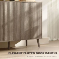 HOMCOM Buffet Cabinet with Storage, Modern Fluted Sideboard with Adjustable Shelves for Dining Room Living Room, Light Grey(m-4)