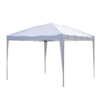 Outsunny 10' x 10' Easy Pop Up Canopy Gazebo Party Tent Shelter - White(m-11)