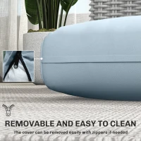 Outsunny 2 Seater Outdoor Seat Cushions with Backrest, Loveseat Double Sofa Outdoor Furniture Cushions, Light Blue(m-6)