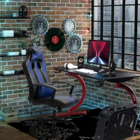 Vinsetto Office Chair High Back Racing Style Gaming Chair Adjustable PU Leather Swivel Computer Task Seat with Lumbar Support and Pillow Blue(m-8)