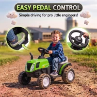 Qaba 2 in 1 Kids Ride On Tractor, 6V Electric Vehicle with Detachable Trailer, Music, Horn, Lights for Ages 1-3 Years, Green(m-6)