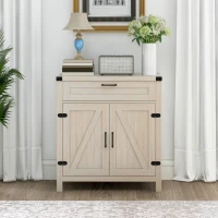 HOMCOM Modern Farmhouse Sideboard with Storage, Buffet Cabinet with 2 Barn Doors and Drawer for Dining Room, White Oak(m-10)