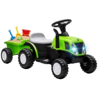 Qaba 2 in 1 Kids Ride On Tractor, 6V Electric Vehicle with Detachable Trailer, Music, Horn, Lights for Ages 1-3 Years, Green(m-13)