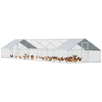 PawHut Metal Chicken Coop with Water- and UV-Protection Cover for Backyard Hen, Duck, Rabbit, 39.4' x 9.8' x 6.4'(m-9)