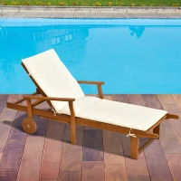 Outsunny Reclining Relaxing Chaise Lounge Chair with 4-Level Adjustable Backrest & Convenient Pull-Out Side Tray(m-10)