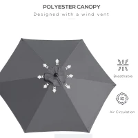 Outsunny 8.5FT Patio Umbrella, Round Garden Parasol with 6 Ribs, Market Sunshade Tilt Canopy w/ Crank Handle for Outdoor, Grey(m-7)