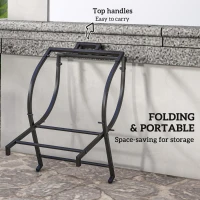 Outsunny Firewood Rack Outdoor, Foldable 17 Inch Fireplace Log Holder for Indoor, with Removable Log Carrier, Black(m-4)