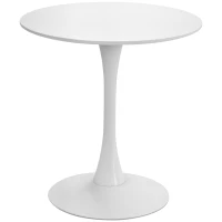 HOMCOM  Modern 27.5" Round Cocktail Table with a Stable Metal Base for Living Room, Porch, and Parties, White(m-1)