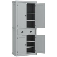 HOMCOM 72.5" Kitchen Cabinet, Pantry Storage Cabinet with Doors and Shelves, Freestanding Food Pantry Cabinet, Gray(m-1)