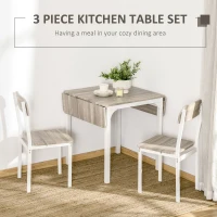 HOMCOM Foldable Dining Table Set for 2, Drop-Leaf Kitchen Table with 2 Chairs for Apartments, Studios, Natural Drop-leaf Dining Table Set Includes 2 Chairs(m-4)