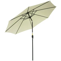 Outsunny 10' x 8' Round Market Umbrella, Patio Umbrella with Crank Handle and Tilt, Outdoor Parasol for Garden, Beige(m-9)