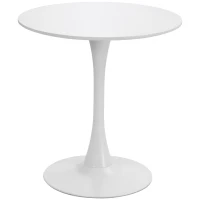 HOMCOM  Modern 27.5" Round Cocktail Table with a Stable Metal Base for Living Room, Porch, and Parties, White(m-10)