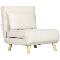 HOMCOM Chair Bed W/ Adjustable Backrest, 2-in-1 Multi-Functional Sofa Bed, Beige(m-1)