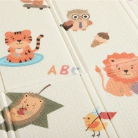 Qaba Foldable & Reversible Baby Play Mat, 79" x 71"Thick Play Mat for Floor, Waterproof Non-Slip, Giraffe & Woodland Animals(m-9)