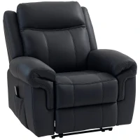HOMCOM Manual Recliner Chair with Vibration Massage, Side Pockets, Microfibre Reclining Chair for Living Room, Black(m-9)