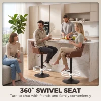 HOMCOM Bar Stools PU Leather Adjustable Swivel Barstools Backrest Counter Chairs Set of 2 Brown(m-6)