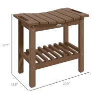Outsunny HDPE Shower Bench, Waterproof Shower Stool with Handle, Storage Shelf, Non-Slip Pads for Indoor Outdoor, Brown(m-3)