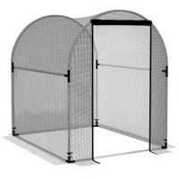 Outsunny 4.9' x 3.9' Crop Cage with Zipper Roll-Up Door, Mesh Plant Protection Tent from Animals with Galvanised Steel Frame(m-9)