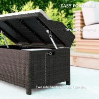 Outsunny Outdoor Wicker Storage Bench with Storage & Cushion, Cream White(m-5)