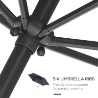 Outsunny 8.5FT Patio Umbrella, Round Garden Parasol with 6 Ribs, Market Sunshade Tilt Canopy w/ Crank Handle for Outdoor, Grey(m-9)