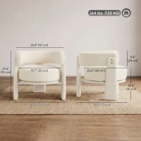 HOMCOM Upholstered Armchair, Sherpa Accent Chair with Lumbar Pillow, Padded Armrests and Thick Cushion, Cream White(m-3)